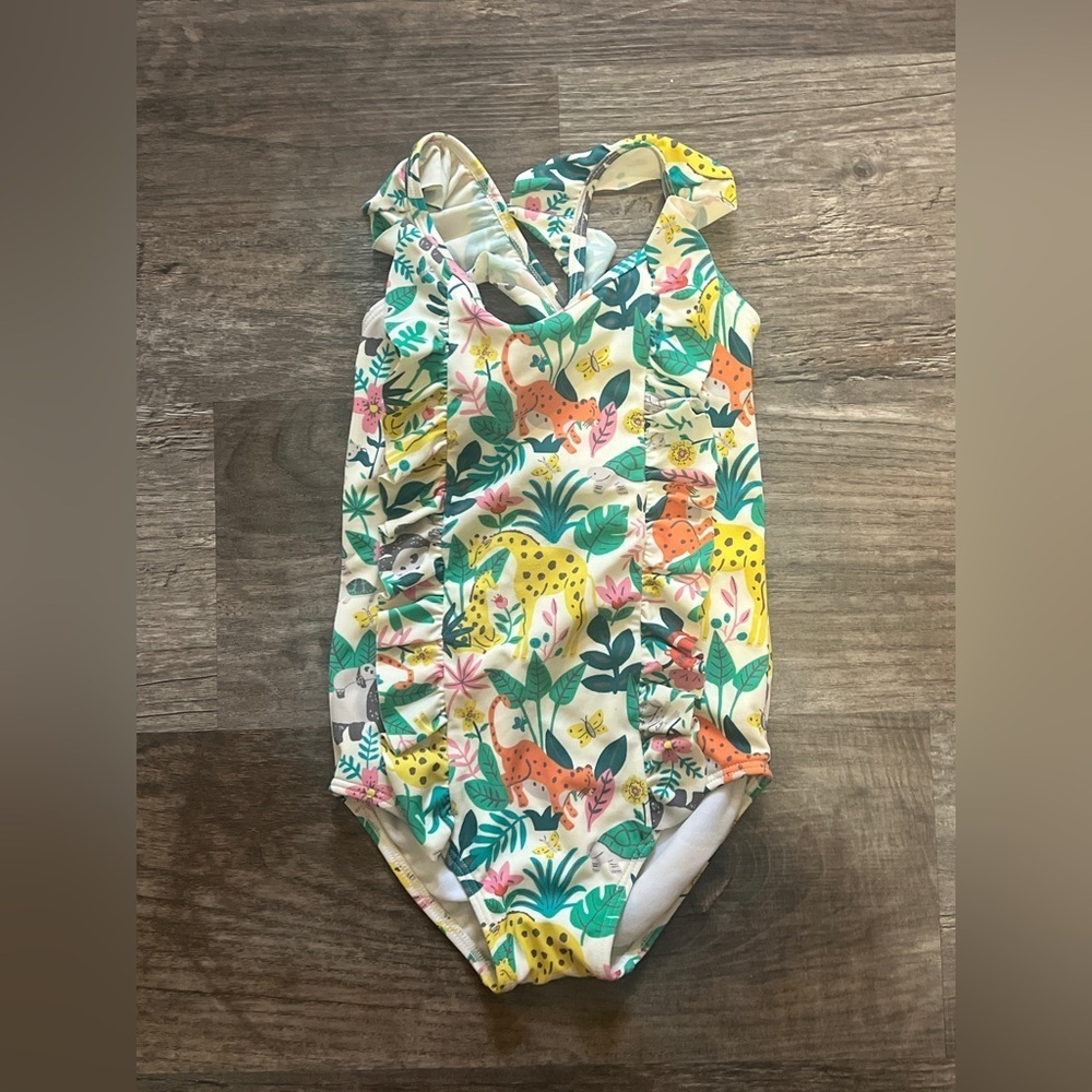 FINAL PRICE Baby Boden Jungle Print One Piece Swimsuit - Yellow and Green